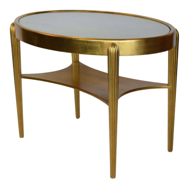 Art Deco Gold Table With Mirror Insert For Sale