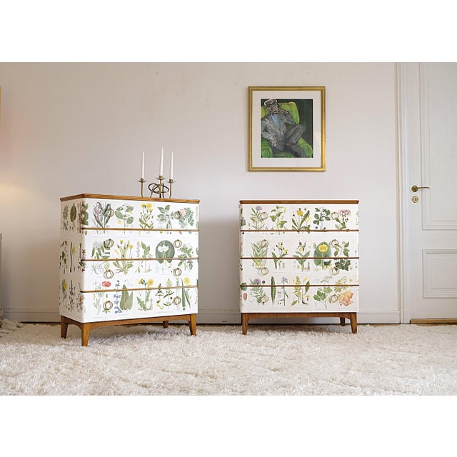 Swedish Modern Chests Nordens Flora by Cam Lindman in the style of Josef Frank, Sweden, 1940s, Set of 2 For Sale - Image 3 of 14
