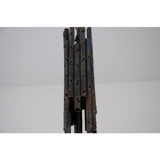 Brutalist Metal and Textured Amber Glass Pendant Lamp, Germany, 1970s For Sale - Image 11 of 12