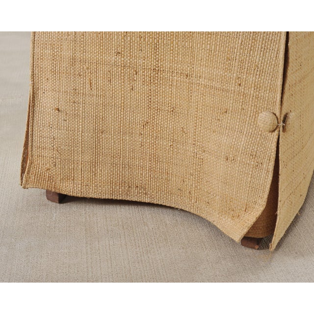 Pair of Skirted Scroll-Back Woven Raffia Slipper Chairs For Sale - Image 10 of 18