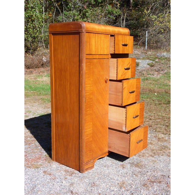 Antique Art Deco Waterfall Chifferobe Armoire Walnut Wardrobe Dresser Closet Chairish