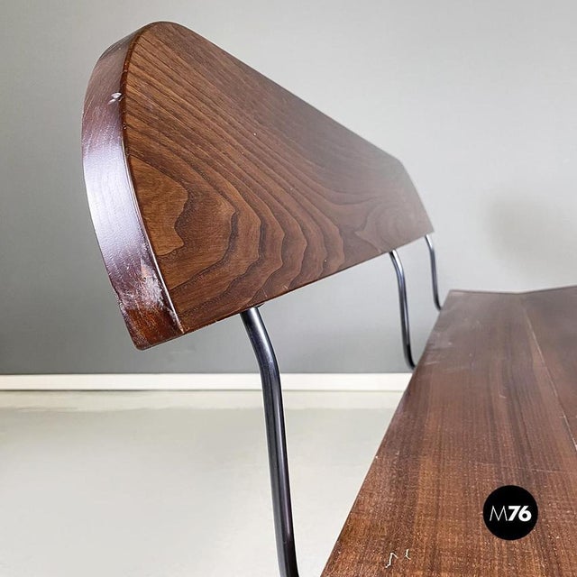 Italian Modern Dining Room Table, Chairs & Bench in Wood, 1980s, Set of 5 For Sale - Image 6 of 18