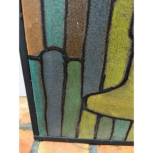 Gold Mid-Century Modern Signed Painting of a Menorah For Sale - Image 8 of 13