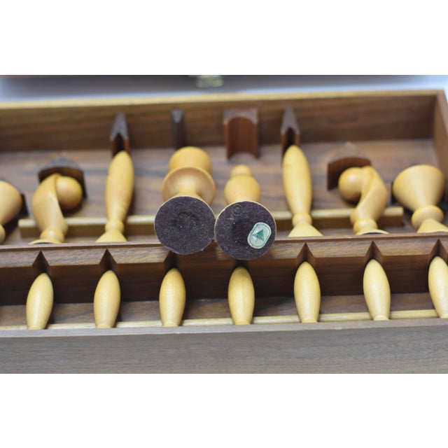 1950s Anri Space Age Chess Set by Elliott Walnut Maple 1950 Italy, No Board For Sale - Image 5 of 13