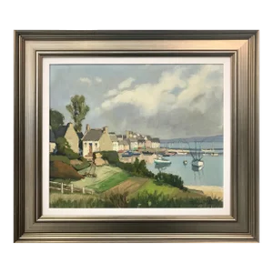 Vintage 1950's Oil Painting - Brittany Coastal France by Modern French Impressionist Landscape Artist, Circa 1950