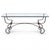This is a mid-century French neoclassical style wrought iron console table with a glass top. It has a scrolled base with...