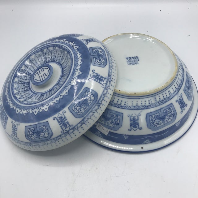 Vintage 1960s Hand Painted Zhongguo Zhi Zao Covered Rice Bowl Chairish