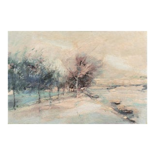 'The Seine in Winter' by Charles Gordon Harris, School of Paris, Tonalist, Snowy French Landscape, Mood For Sale