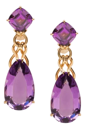 Amethyst Pear Shape Cushion Earrings, A Pair