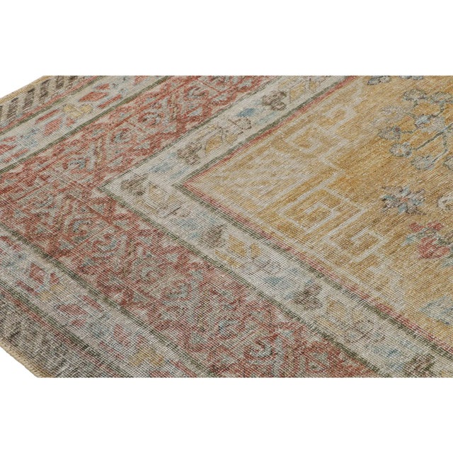 Rug & Kilim Rug & Kilim’s Khotan Rug in Gold and Red With Geometric Patterns For Sale - Image 4 of 7