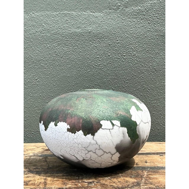 Vintage Tony Evans Crackle Glaze Ceramic Vase For Sale In West Palm - Image 6 of 12