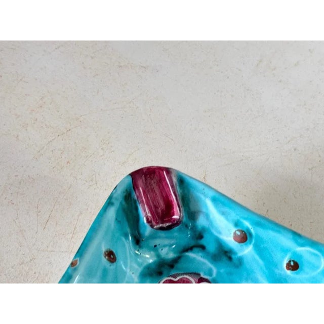 Blue Italian Ceramic Blue and Red Ashtray, 1960 For Sale - Image 8 of 12