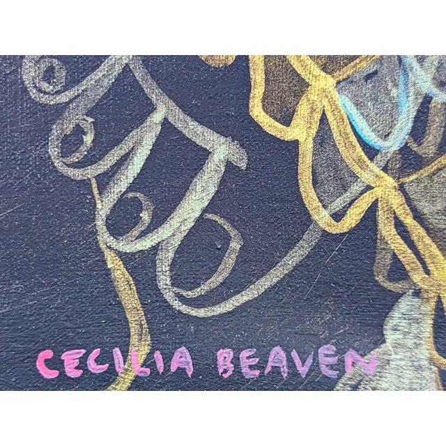 Cecilia Beaven Contemporary Abstract Green and Pink Biomorphic Double Alligator Figure Painting, 21st Century For Sale - Image 10 of 10