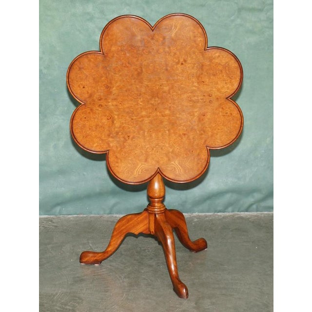 Fine Pollard Oak Flower-Form Tripod Occasional Table, in the Chippendale Manner A wonderfully decorative pollard oak and...