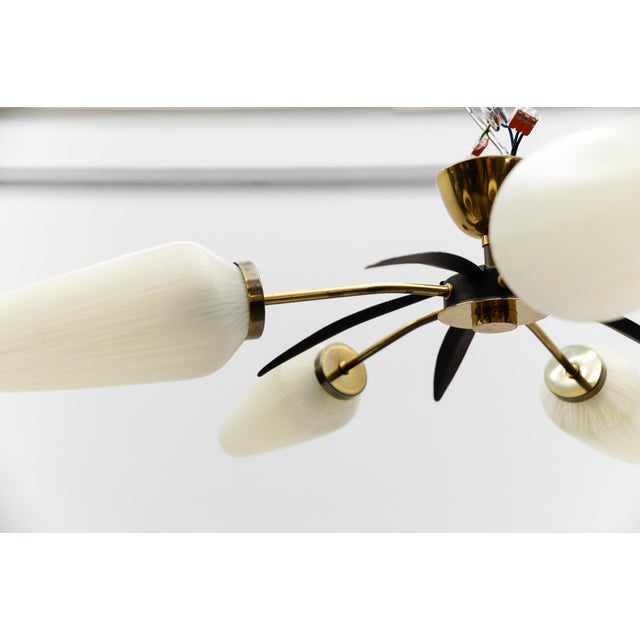 Mid-Century Modern 5-Armed Brass and Glass Sputnik Lamp, 1950s For Sale - Image 9 of 13