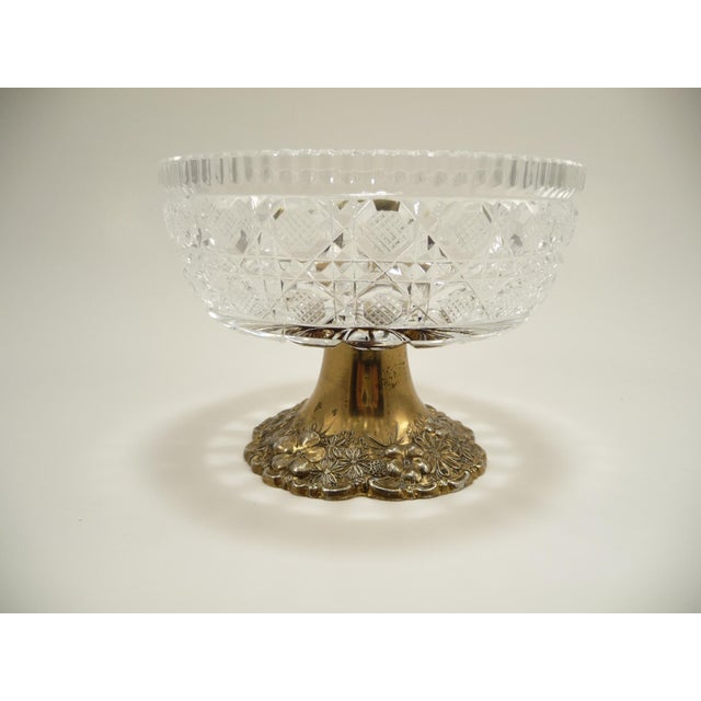 Vintage Cut Crystal Compote Dish on Metal Pedestal Chairish