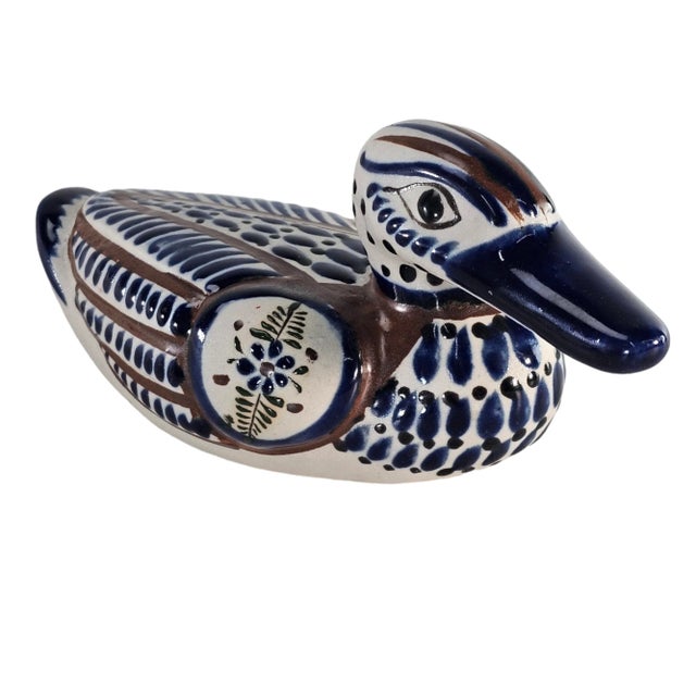 Traditional Tonalá Hand-Painted Ceramic Duck Figurine, Mexico, Folk Art Animal Form For Sale - Image 3 of 9