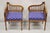 French Antique French Louis XVI Style Carved Walnut Lyre Harp Corner Lounge Chair Pair For Sale - Image 3 of 12