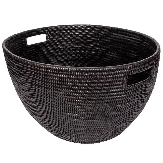 Artifacts Rattan Laundry Basket with Cutout Handles in Tudor Black For Sale - Image 9 of 11
