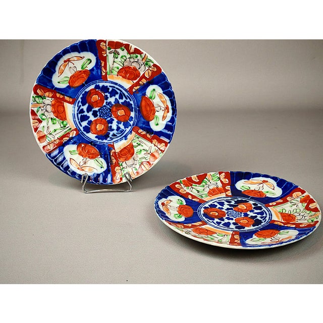 Blue Antique Japanese Imari Plates, Set of 2 For Sale - Image 8 of 11