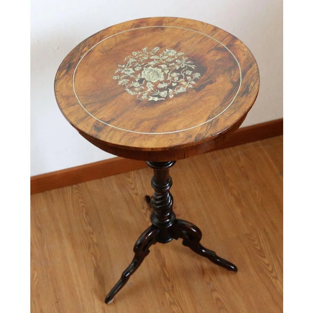 Small Victorian Inlaid Wood Gueridon For Sale - Image 6 of 8