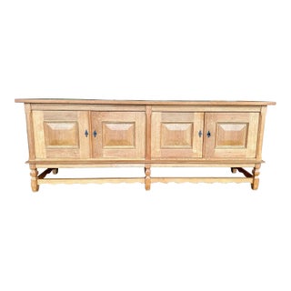 1970s Brutalist Carved Danish Oak Credenza in the Manner of Henning Kjaernulf For Sale