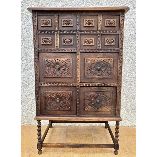 Spanish Wooden Storage Cabinet with Drawers, 1900s For Sale - Image 3 of 11