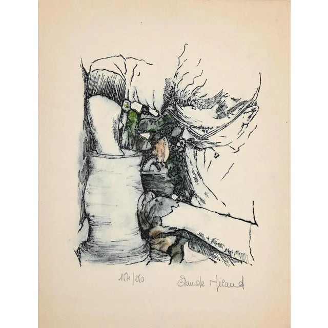 Landscape is an original lithograph on paper realized by Claude Nicaud (b.1936). Good conditions. Hand-signed. Numbered,...