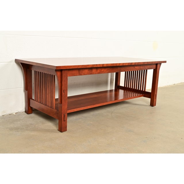 Stickley Mission Arts & Crafts Cherry Wood Spindle Coffee Table For Sale - Image 12 of 12