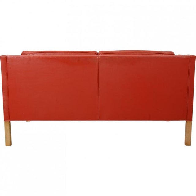 Model 2212 2-Seater Sofa in Red Leather by Børge Mogensen, 1980s For Sale - Image 3 of 18