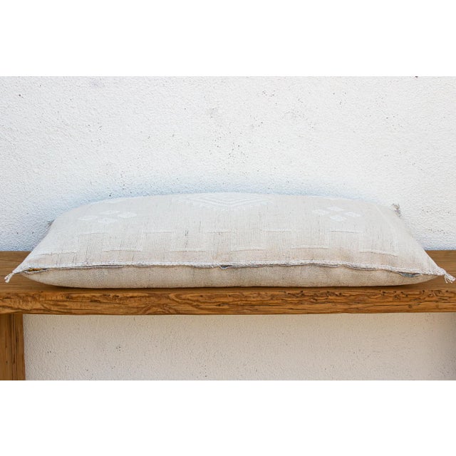 Moroccan Linen Tail Oversized Lumbar Moroccan Pillow For Sale - Image 3 of 8
