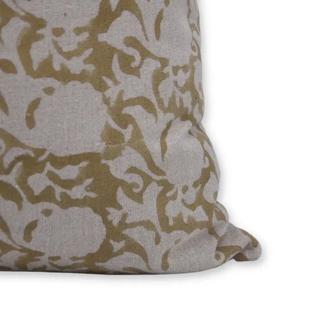 Fabdivine Handcrafted Block Print Cushion Cover 20x20 Inch Pure Linen-Zicron For Sale - Image 4 of 4