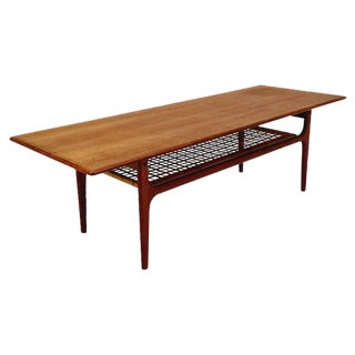 Mid-Century Danish Teak and Rattan Coffee Table by Trioh Möbler, 1960s For Sale