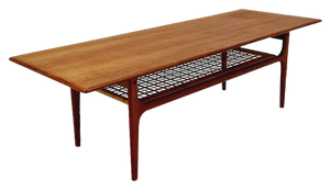 Mid-Century Danish Teak and Rattan Coffee Table by Trioh Möbler, 1960s