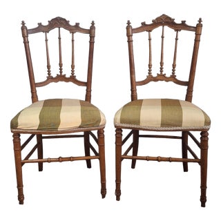 Antique Carved Louis XVI Flying Chairs, 1890s, Set of 2 For Sale