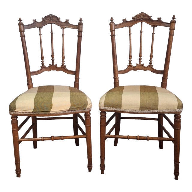 Antique Carved Louis XVI Flying Chairs, 1890s, Set of 2 For Sale