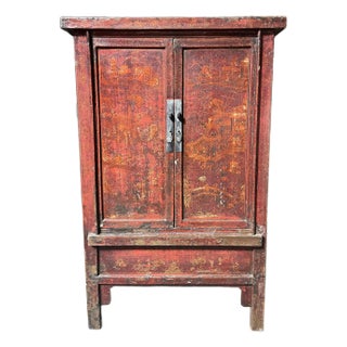 Vintage Rustic Chinese Painted Cabinet For Sale