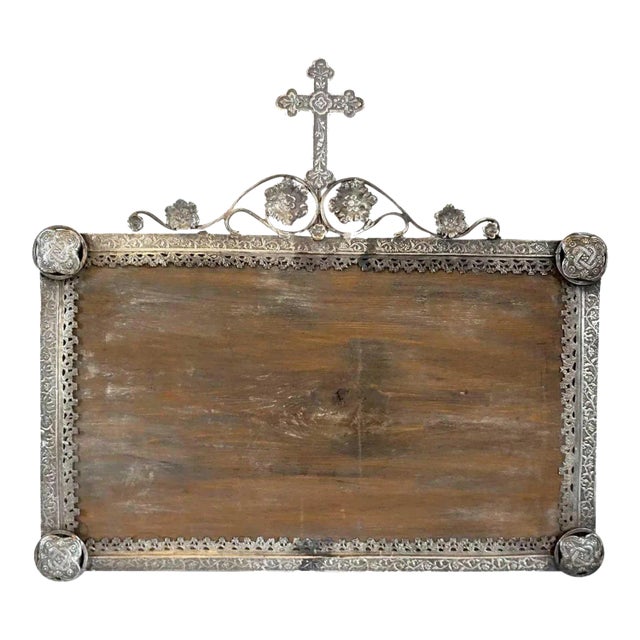Mid 19th Century Large Indo-Portuguese Silver Mounted Frame For Sale