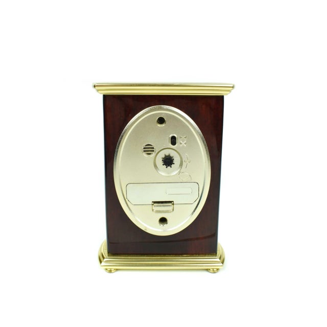 Vintage Wood and Gold Brass Robt Blandford Table Top Desk Clock Germany For Sale - Image 6 of 10