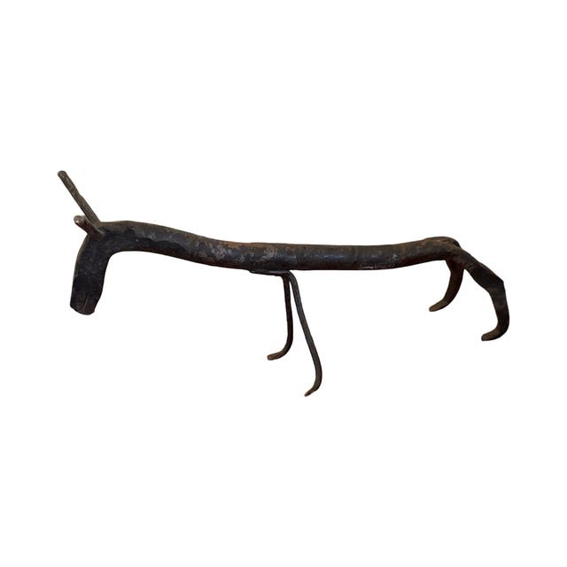 Folk Art Late 20th Century Hand Forged Brutalist Iron Longhorn Bull Sculpture Folk Art Metal Figure For Sale - Image 3 of 11