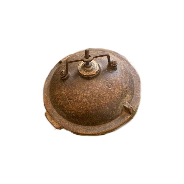 Farmhouse 1930's Rustic Iron Double Walled Pressure Cooker With Lid For Sale - Image 3 of 4