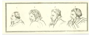Thomas Holloway, Heads of Men, Original Etching, 1810