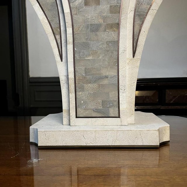 Hollywood Regency Lamp Base in Tessellated Stone & Brass Inlayby Maitland Smith, Usa, 1970s For Sale - Image 6 of 18