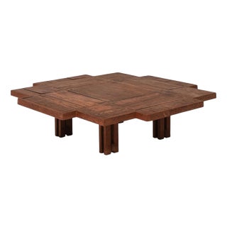 20th Century Brutalist Dutch Square Oak Coffee Table, Netherlands For Sale