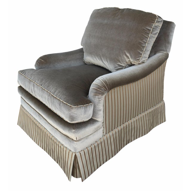Brunschwig & Fils Fully Upholstered Mohair & Silk Club Chair For Sale In Los Angeles - Image 6 of 11