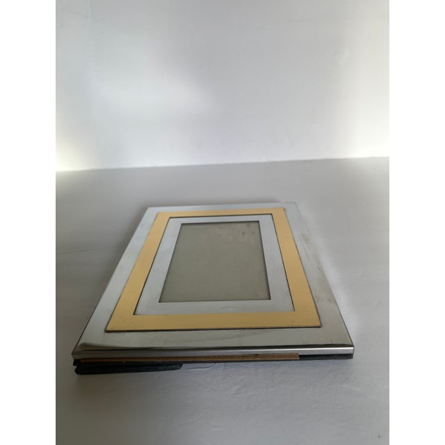 Gabriella Crespi Italian 1970's Steel and Brass Picture Frame For Sale - Image 4 of 7