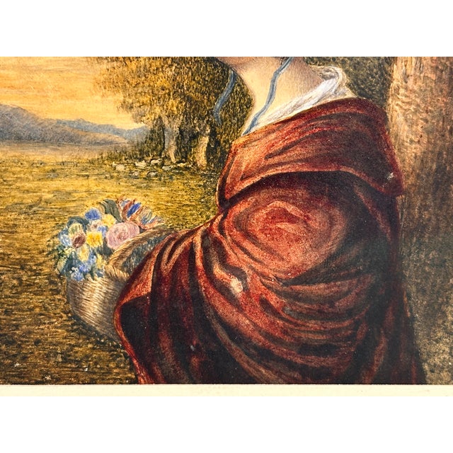 Victorian Antique Miniature Portrait Painting of Young Lady in Gilded Ribbon Crest Bow Frame For Sale - Image 3 of 18