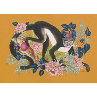 "Monkey Business" Original Acrylic on Wood Painting by Allison Cosmos For Sale