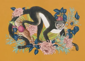 "Monkey Business" Original Acrylic on Wood Painting by Allison Cosmos