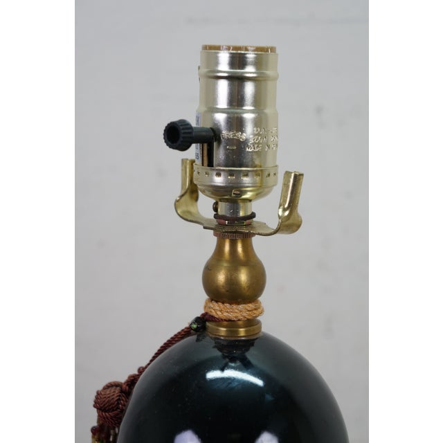 Mid 20th Century French Maison Le Dauphin Porcelain & Brass Monolith Table Lamp 35" For Sale - Image 9 of 14